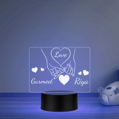 Couple Holding Hand Custom with Name Night Lamp with Automatic Color Changing Light Anniversary & Birthday Gifts for Couples